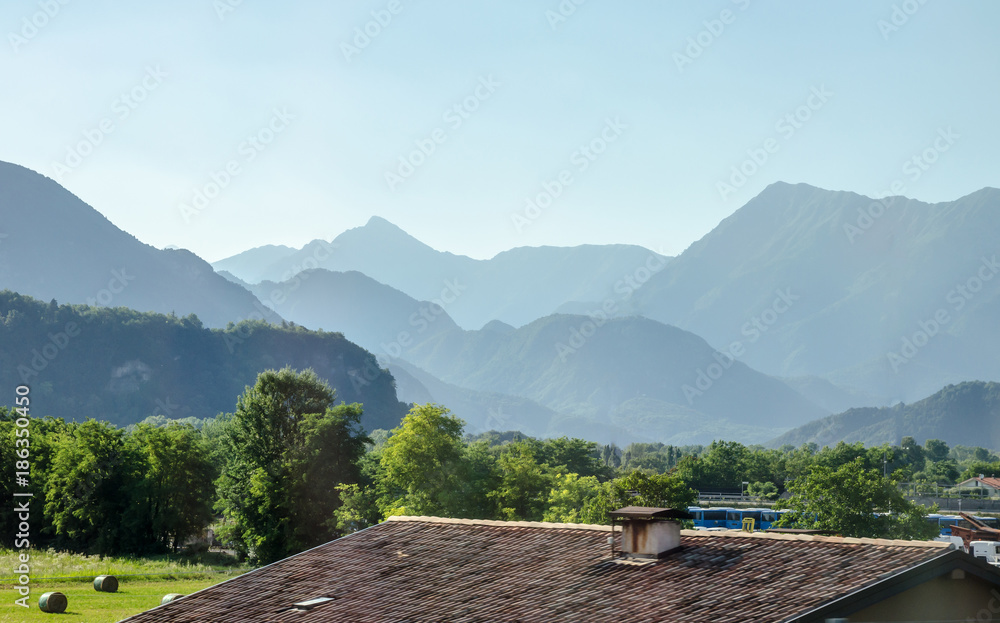 Summer panorama of Alps mountains