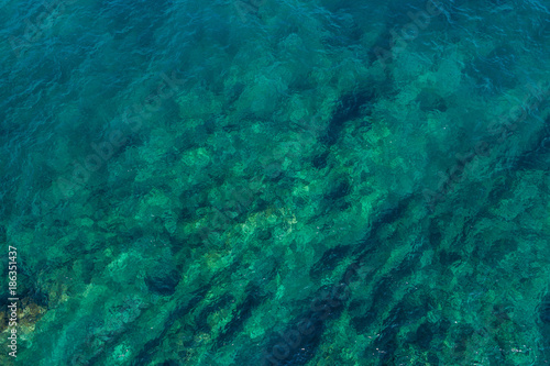 Aerial view on green waves  seabed texture