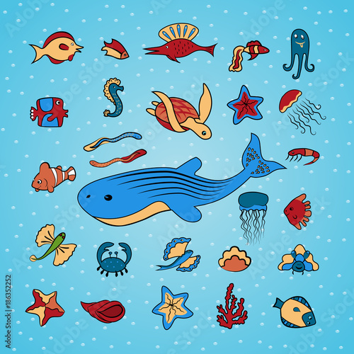 Clip art with marine life