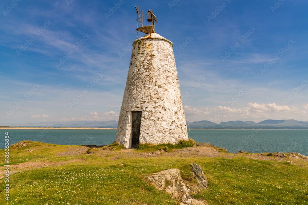 The old disused Twr Bach Lighthouse on Ynys Llanddwyn, Anglesey, Gwynedd, Wales, UK