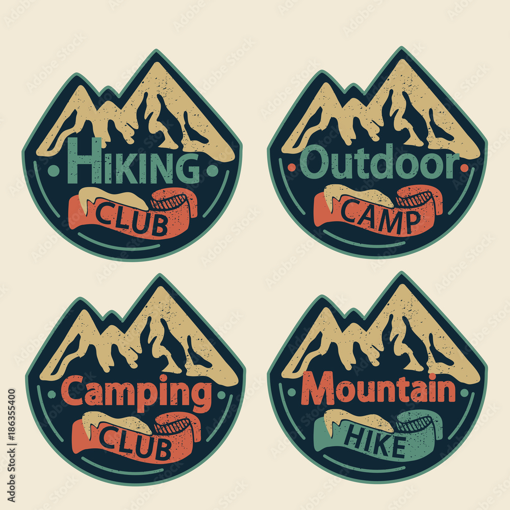 Set of Travel badge Designs with lettering. Vector illustration.