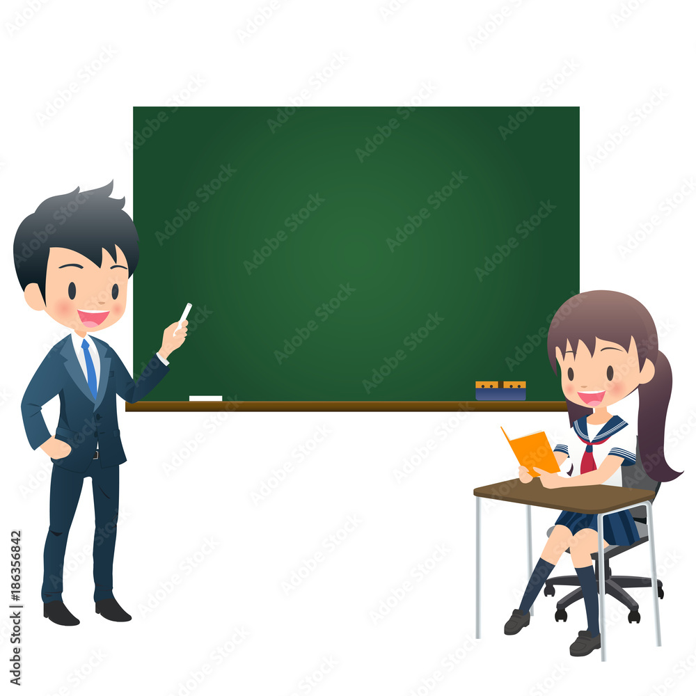 教室で授業している先生と生徒のイラスト画像 Stock Vector Adobe Stock