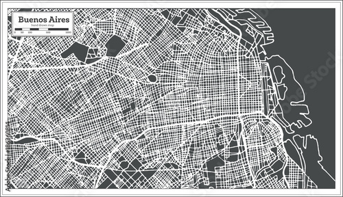 Buenos Aires Argentina City Map in Retro Style. Outline Map.