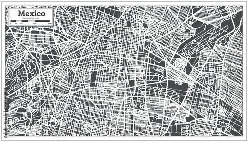 Mexico City Map in Retro Style. Outline Map.