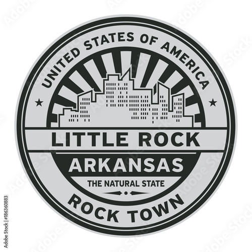 Stamp or label with text Little Rock, Arkansas