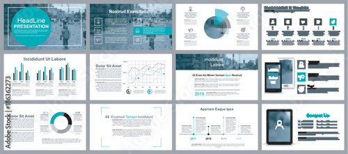 Business presentation slides templates from infographic elements. Can be used for presentation, flyer and leaflet, brochure, corporate report, marketing, advertising, annual report, banner, booklet. photo