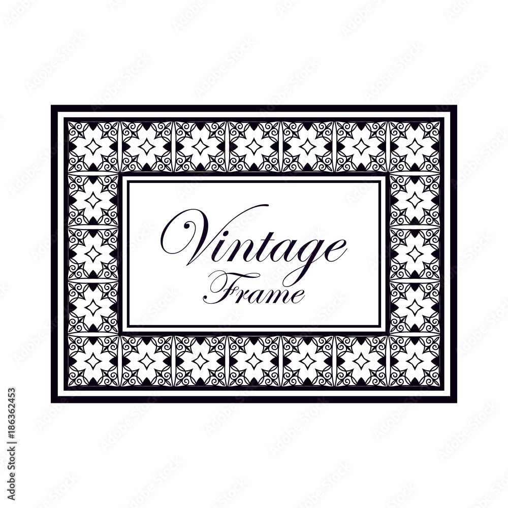 Retro ornamental frame. Flourished ornate border. Luxury elegant ornament. Vintage element. Template for design. Vector illustration Retro ornamental frame. Flourished ornate border. Luxury elegant ornament. Vintage element. Template for design. Vector illustration