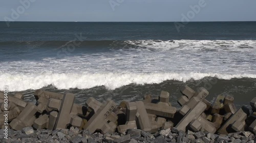 Wavebreakers at the Tohoku coast photo