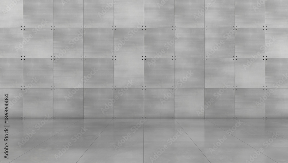 Gray cement wall background, space rectangular backdrop loft style