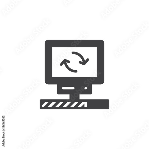 Refresh screen icon vector, filled flat sign, solid pictogram isolated on white. Content syncing symbol, logo illustration.