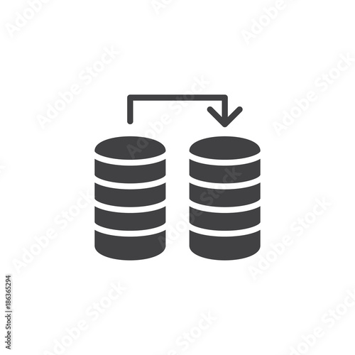 Database transfer files icon vector, filled flat sign, solid pictogram isolated on white. Data backup symbol, logo illustration.