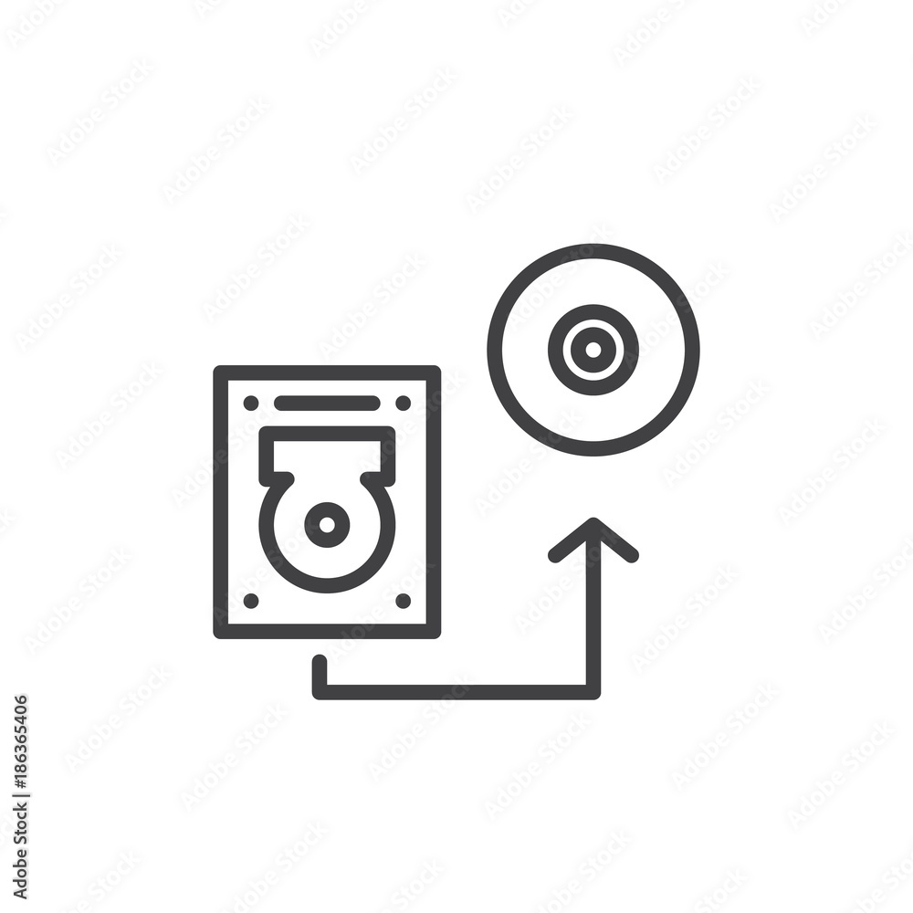 Transfer disk line icon, outline vector sign, linear style pictogram isolated on white. Data backup symbol, logo illustration. Editable stroke Transfer disk line icon, outline vector sign, linear style pictogram isolated on white. Data backup symbol, logo illustration. Editable stroke