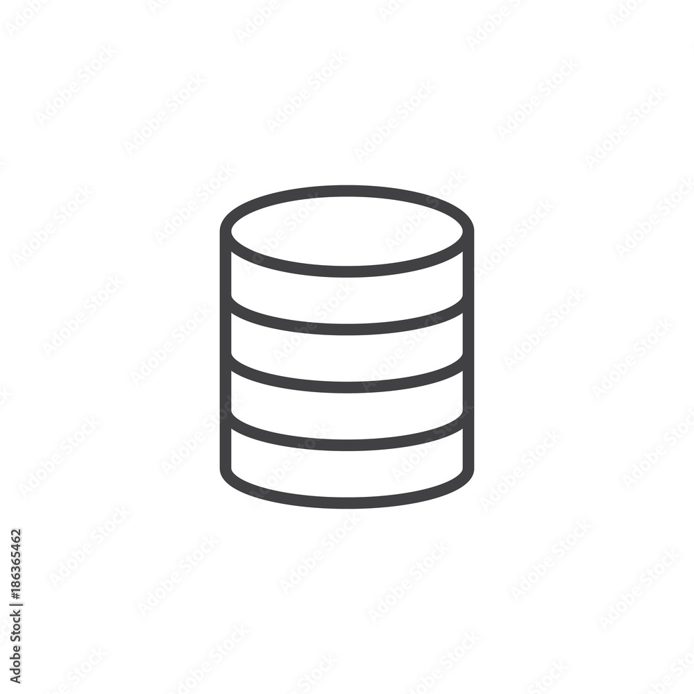 Virtual database storage line icon, outline vector sign, linear style pictogram isolated on white. Server storage symbol, logo illustration. Editable stroke Virtual database storage line icon, outline vector sign, linear style pictogram isolated on white. Server storage symbol, logo illustration. Editable stroke