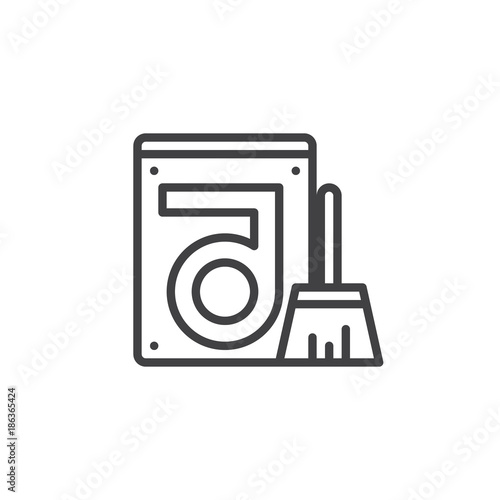 Clean hard drive disk line icon, outline vector sign, linear style pictogram isolated on white. Data recovery symbol, logo illustration. Editable stroke