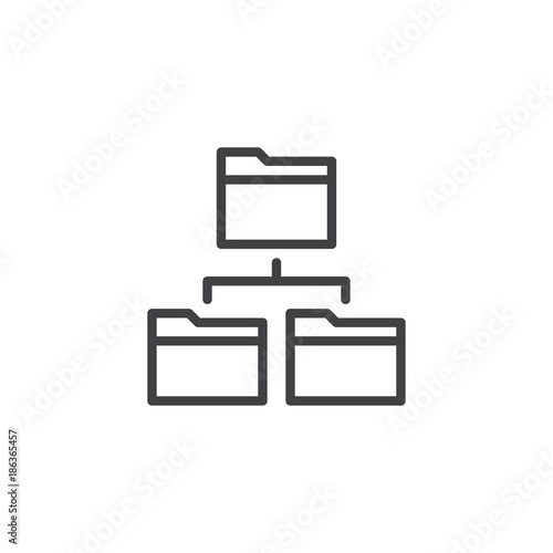 Network folders line icon, outline vector sign, linear style pictogram isolated on white. Directory structure symbol, logo illustration. Editable stroke