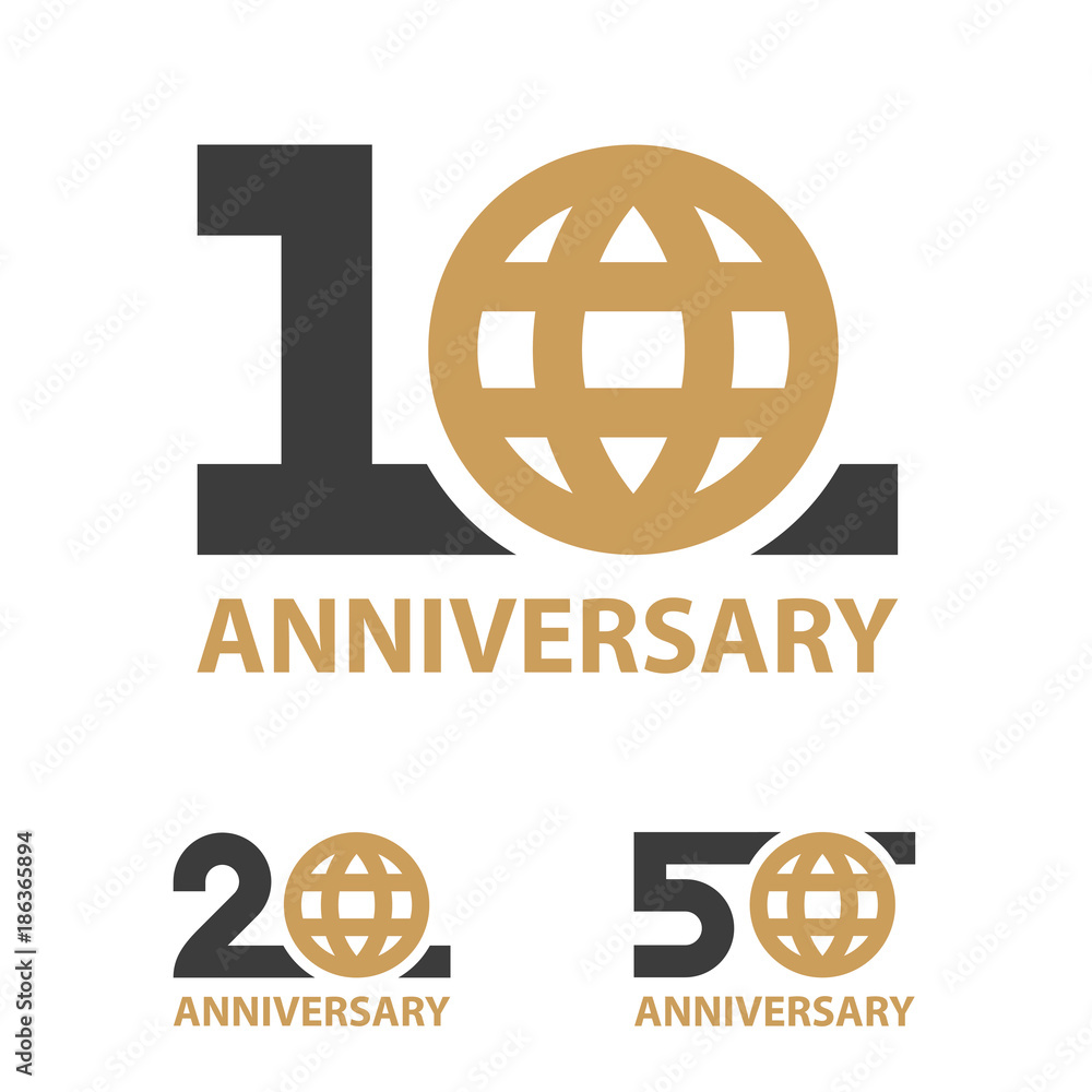 10 20 50 years anniversary globe number vector 10 20 50 years anniversary globe number vector