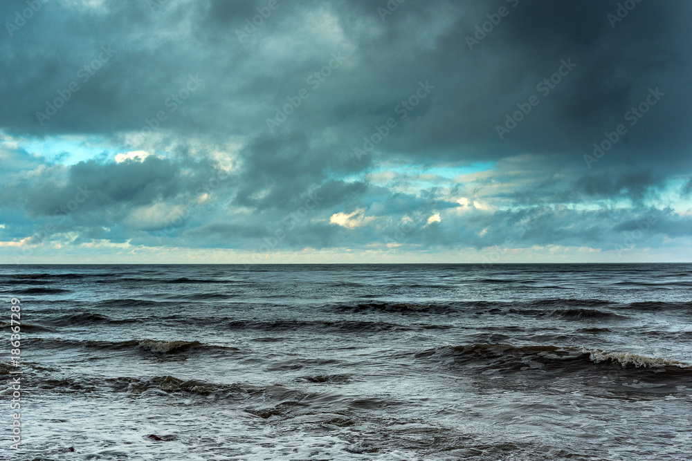 Fototapeta premium Cold and stormy Baltic sea in winter time.