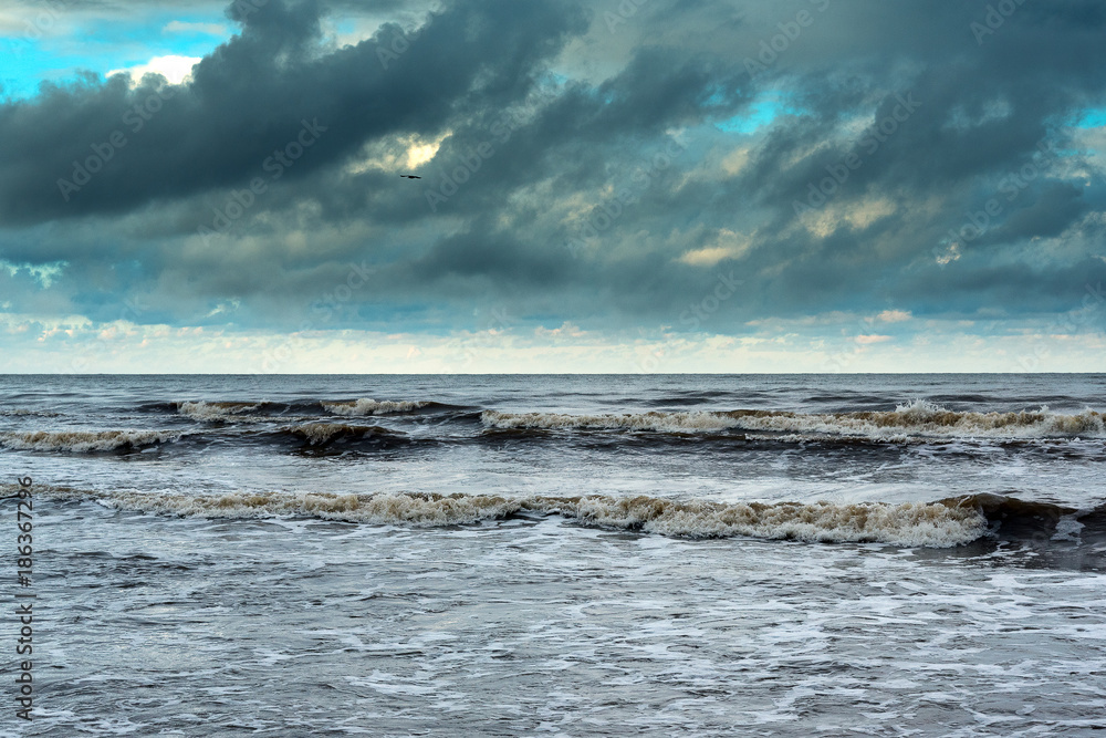 Cold and stormy Baltic sea in winter time.