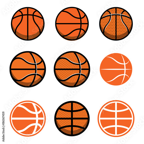 Set of basketball balls isolated on white background. Design element for poster, logo, label, emblem, sign, t shirt. © liubov