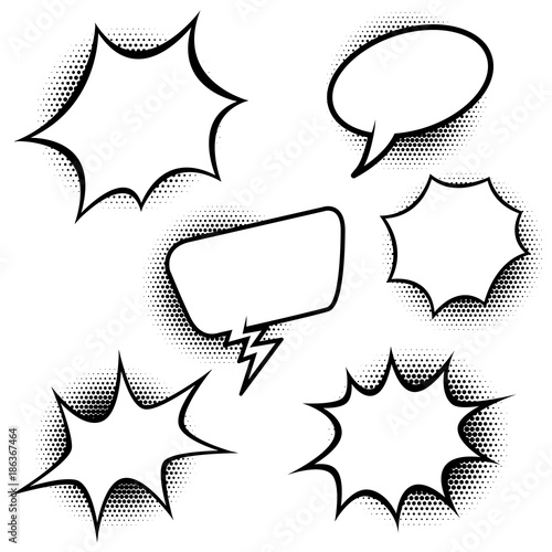 Set of comic style speech balloons. Design elements for poster, banner, card.