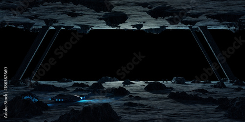 Fototapeta Naklejka Na Ścianę i Meble -  Astronauts exploring an asteroid spaceship 3D rendering elements of this image furnished by NASA