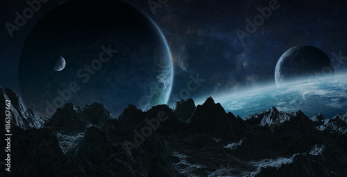 Asteroids flying close to planets 3D rendering elements of this image furnished by NASA
