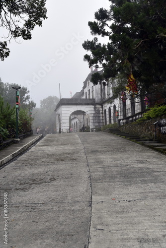 BAGUIO CITY, PHILIPPINES, DECEMBER 13, 2017, The Dominican Hill Retreat House OR Diplomat Hotel, an abandoned structure and a reportedly haunted place at top Dominican Hill © hossein1351