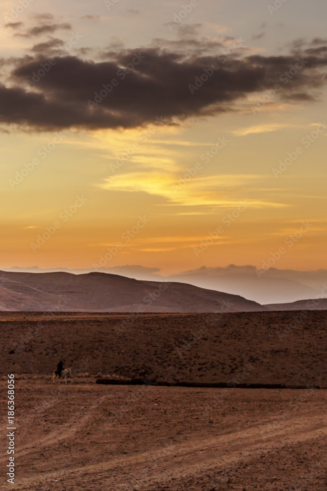 Vertical photo colorful landscape view on sunrise in middle east