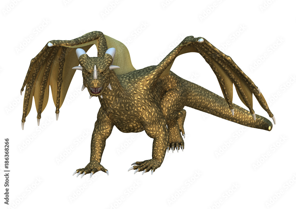 Obraz premium 3D Rendering Fantasy Dragon on White