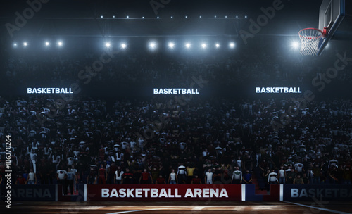 Professional basketball arena in 3D.