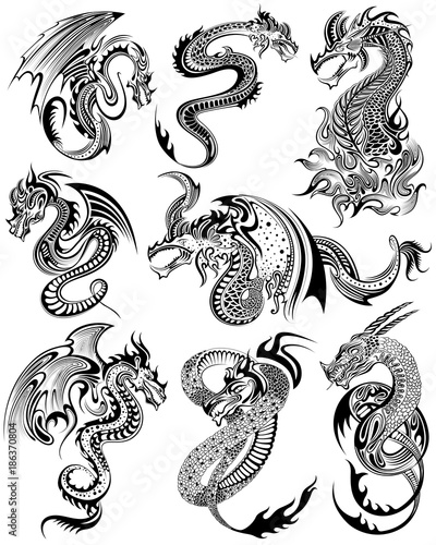 Tattoo art design of Furious Dragon collection
