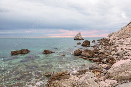 La Vela cliff in Portonovo beach, Conero Riviera, Ancona, Italy