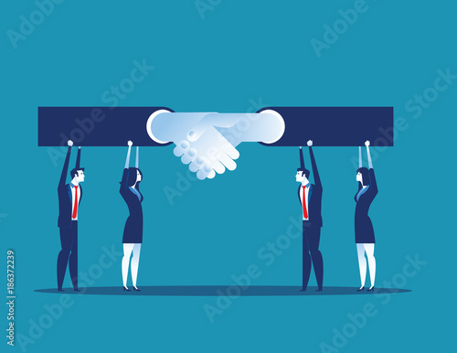 Leader. Business team agreement and handshake. Concept business vector illustration.