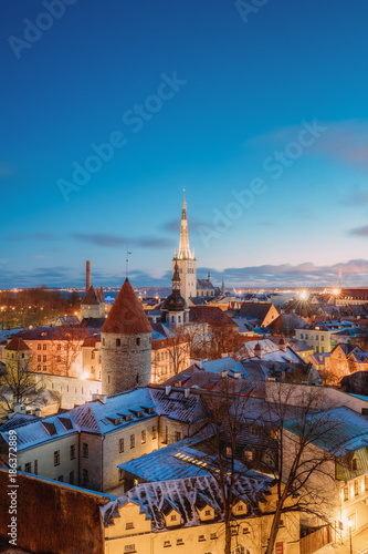 Traditional Old Architecture Cityscape In Historic District Of Tallinn