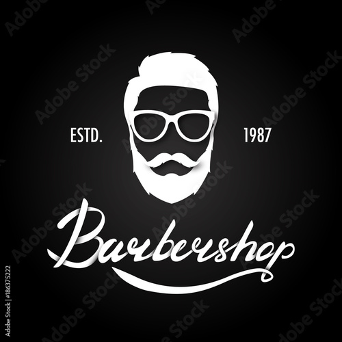 Hand draw lettering in vector. Barber shop modern calligraphy. Hipster vector illustration.