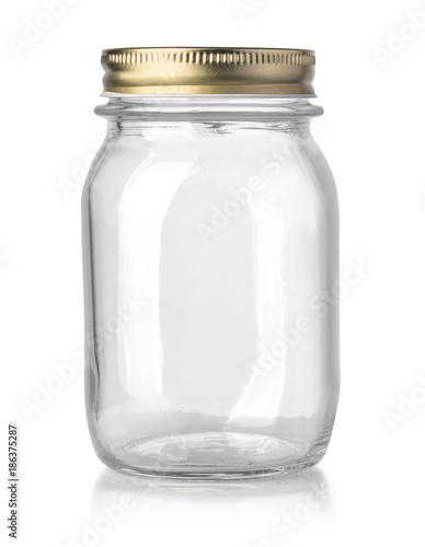 Photo empty glass jar isolated