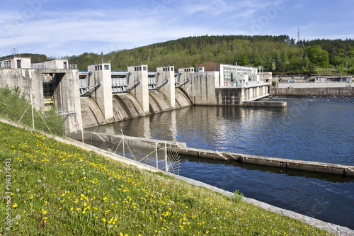  dam on Vltava river, Kamyk nad Vltavou, Central Bohemian region, Czech republic