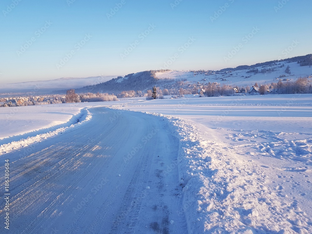 Obraz premium Droga zimą