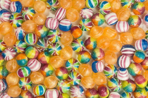 colorful rainbow colored candy with fruity and mint flavor