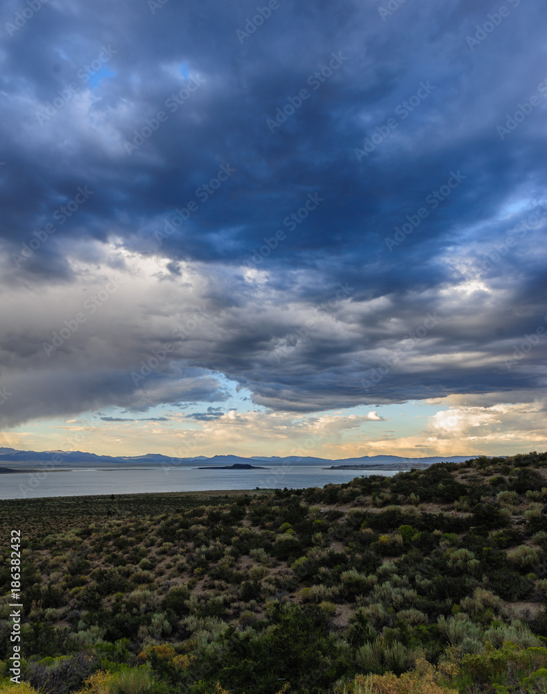 Storm clouds over mono lake