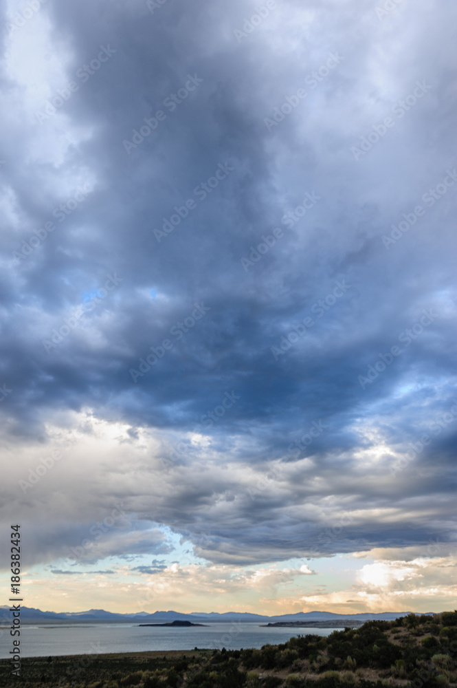 Storm clouds over mono lake