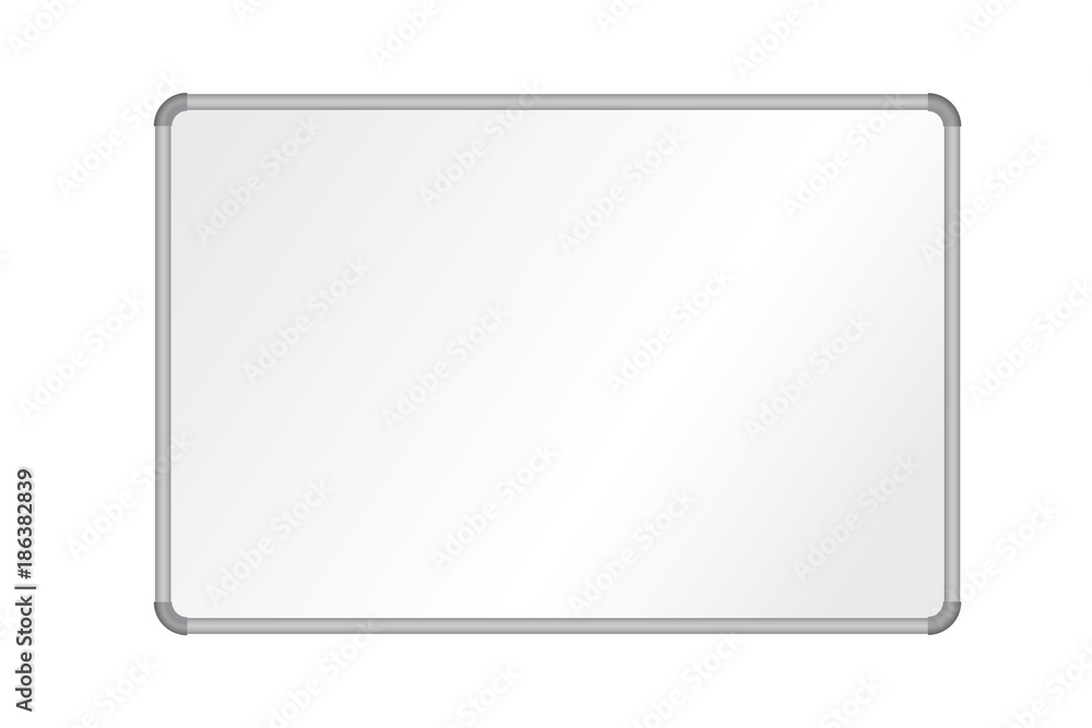 Realistic vector illustration of blank whiteboard with aluminum frame, isolated Realistic vector illustration of blank whiteboard with aluminum frame, isolated