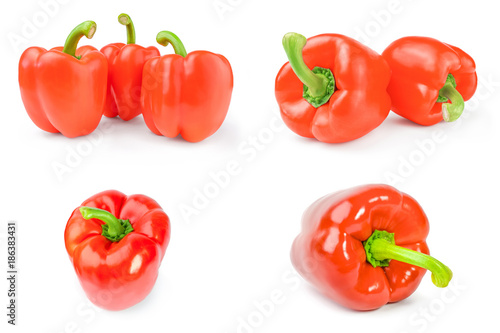 Set of red sweet peppers on a background