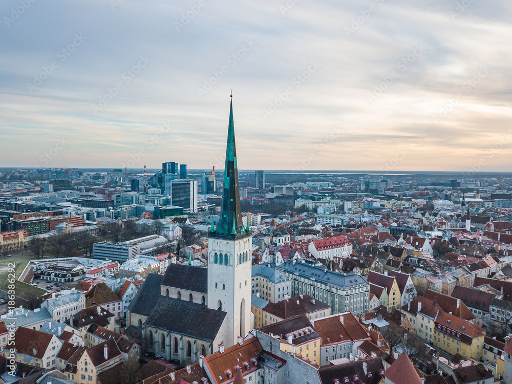 Naklejka premium Aerial view of city Tallinn Estonia