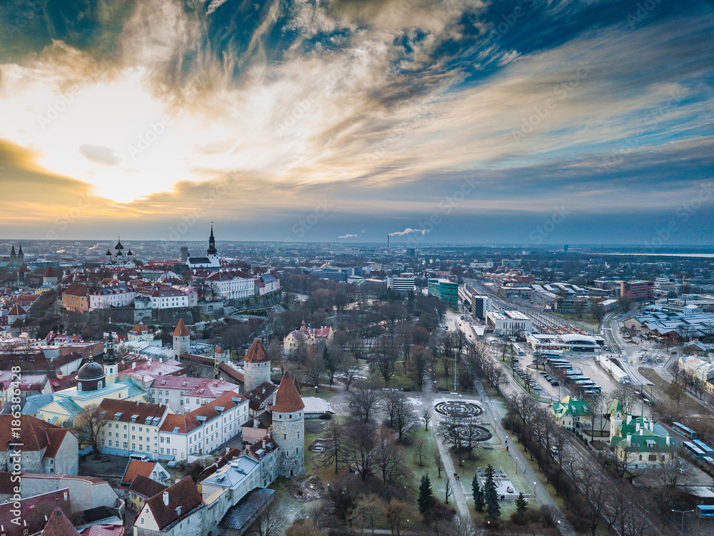 Obraz premium Aerial view of city Tallinn Estonia