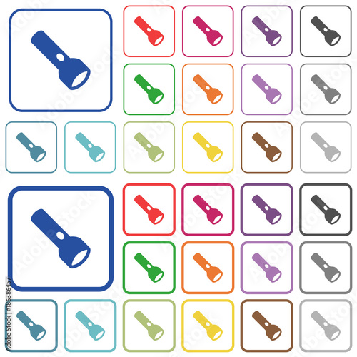 Flashlight outlined flat color icons