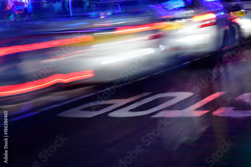 Traffic trail in a city road 