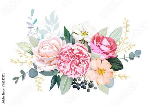 Rustic bouquet with pale roses