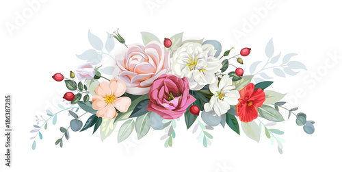 Rustic garland of pale roses.