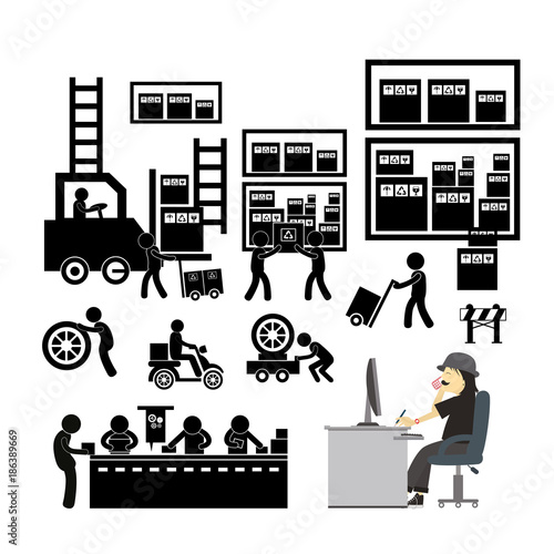 manufacturer and distributor icon for business system